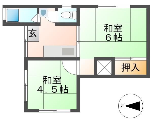 藤マンション(2K/2階)の間取り写真
