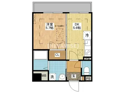 グレシアスルネス(1DK/1階)の間取り写真