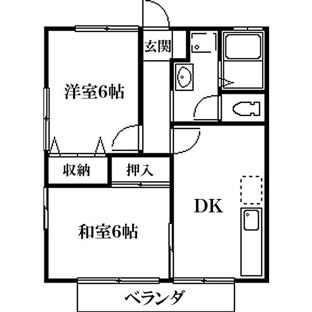 エスポワールK(2DK/2階)の間取り写真