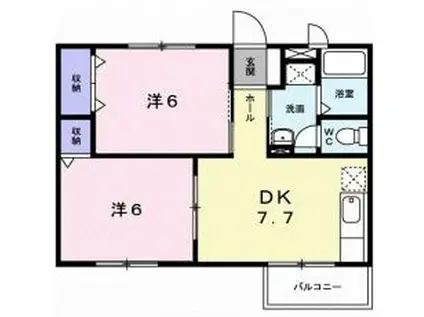 ニューエルディム北畝 B(2DK/2階)の間取り写真