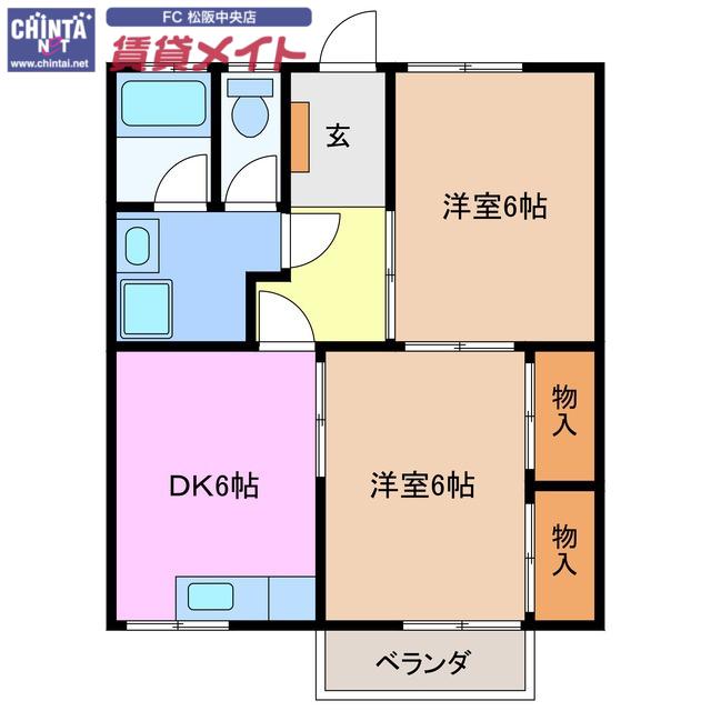 真ハイツ(2DK/2階)の間取り写真