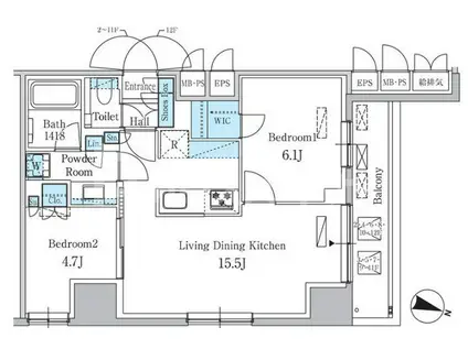パークアクシス板橋本町ステーションゲート(2LDK/8階)の間取り写真
