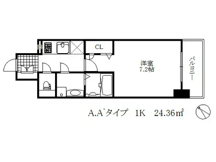 プレサンス三宮ポルト(1K/4階)の間取り写真