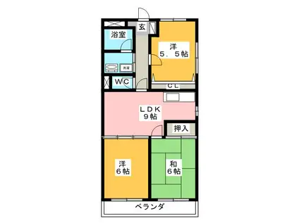 ジュネスマミ2号館(3LDK/3階)の間取り写真