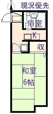 メゾンアルカディア御門(1K/2階)の間取り写真