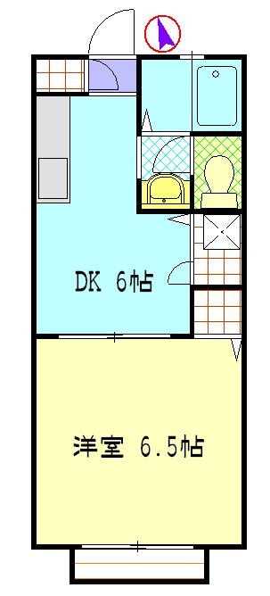 トールスハイツC(1DK/2階)の間取り写真