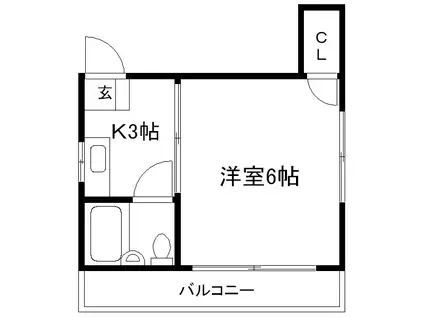 フロンティア西森ビル(1K/2階)の間取り写真
