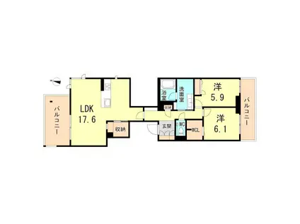 AAAVENTO岡本(2LDK/2階)の間取り写真