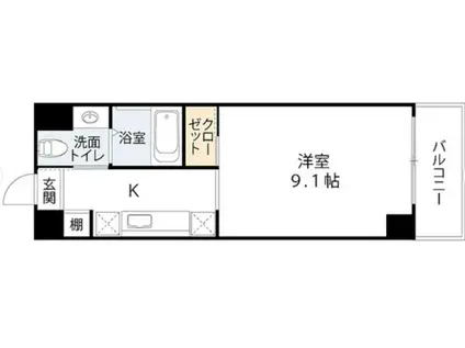 ZERO大淀中(1K/4階)の間取り写真