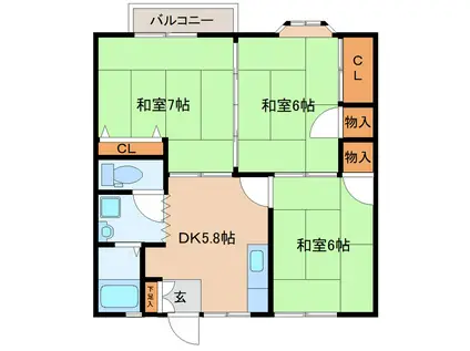 コーポ菅野II(3DK/1階)の間取り写真