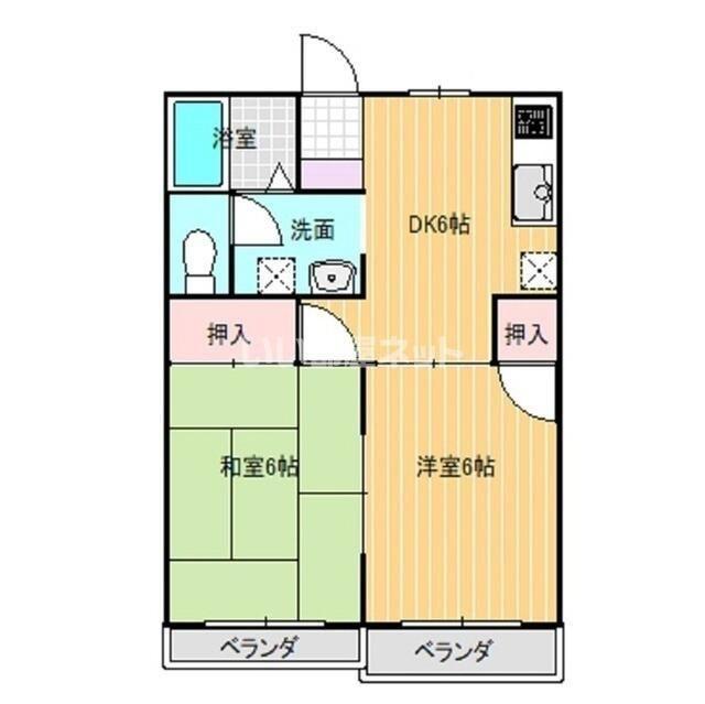 レピュート上柴(2DK/1階)の間取り写真