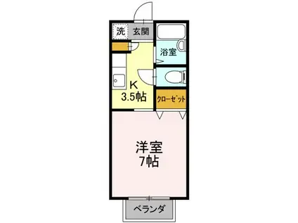 パセオ西府壱番館(1K/1階)の間取り写真