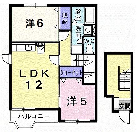 シュクセ・ベージョII(2LDK/2階)の間取り写真