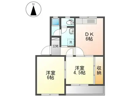 ガーデンヴィラTY(2DK/2階)の間取り写真