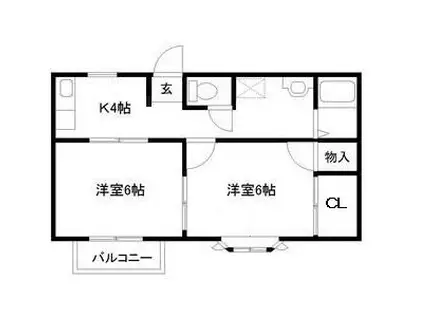 クレストサイド(2K/1階)の間取り写真