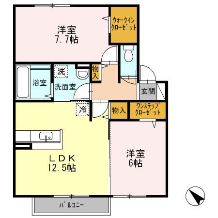 フォレスタ小津(2LDK/2階)の間取り写真