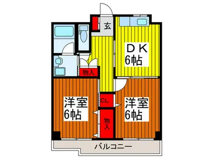 ベルデュール(2DK/3階)の間取り写真