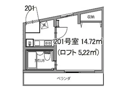 BCASA調布つつじヶ丘RE-BORN(1K/2階)の間取り写真