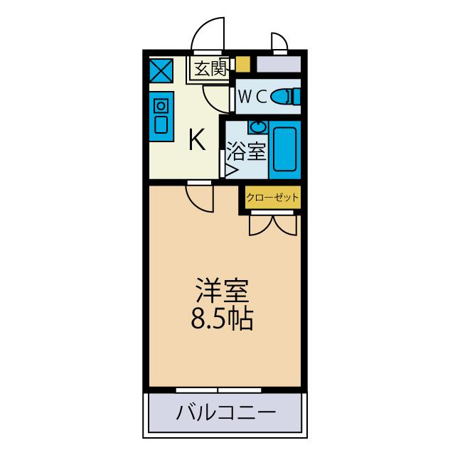 アヴェニール本厚木(1K/2階)の間取り写真