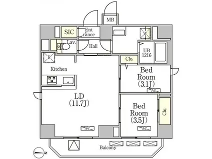 GRANSITE文京湯島(2LDK/10階)の間取り写真