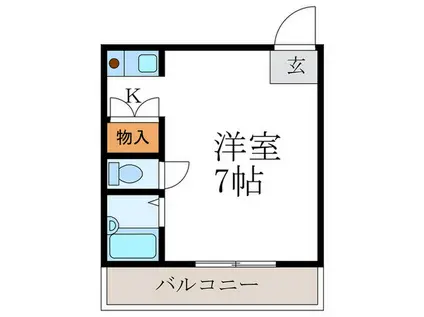 Mフラット(1K/1階)の間取り写真