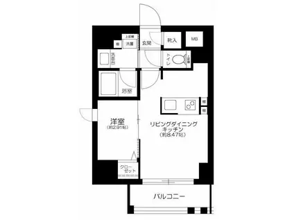 グランジット千代田水道橋(1LDK/7階)の間取り写真