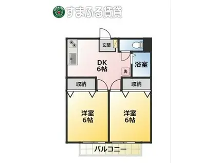 アミティエ西尾 B(2DK/2階)の間取り写真