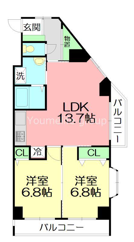 アバンサール湘南(2LDK/2階)の間取り写真