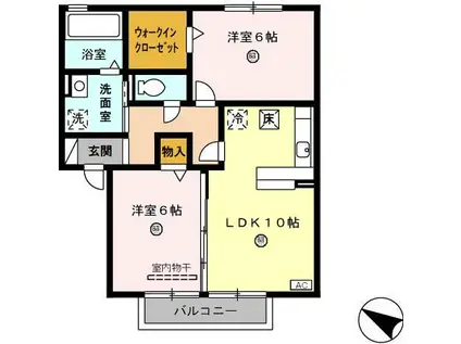 ボルゴマーレA棟(2LDK/1階)の間取り写真