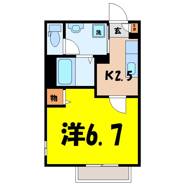 ヴァンサンク(1K/1階)の間取り写真