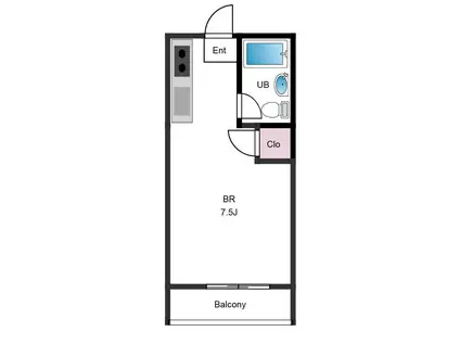 リバーサイドハイツ(ワンルーム/2階)の間取り写真