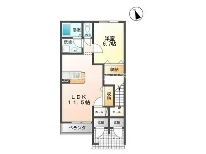 クレールヴィラ(1LDK/1階)の間取り写真