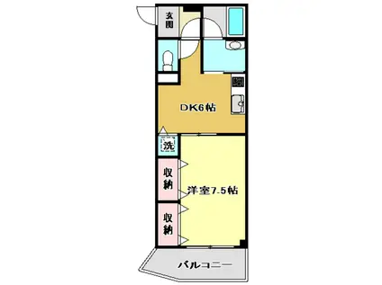 クレードル(1DK/2階)の間取り写真