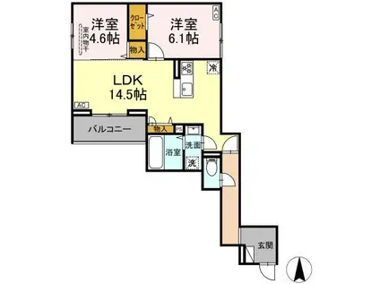 WITH GRACE HEAVEN(2LDK/3階)の間取り写真