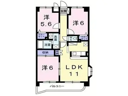 サン・アムール壱番館(3LDK/2階)の間取り写真