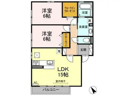 エトワール三浦(2LDK/1階)の間取り写真