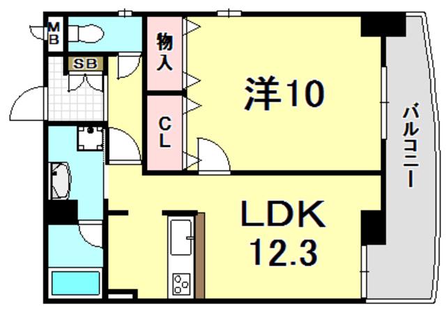 エクセラン夙川(1LDK/2階)の間取り写真
