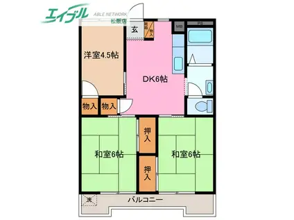 ジュピターマンション大津II(3DK/1階)の間取り写真