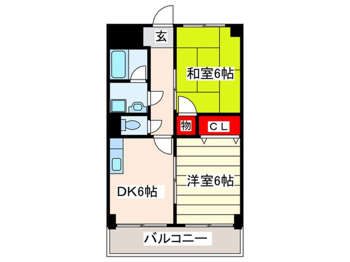 グランデカワノ烏ヶ辻(2DK/4階)の間取り写真