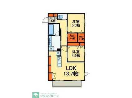 アレーズKASHIWANOHA(2LDK/1階)の間取り写真