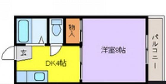 ＪＲ山陽本線 向洋駅 徒歩24分 2階建 築34年(1K/1階)の間取り写真