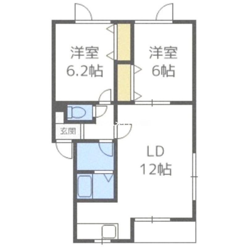 ソレイユ(2LDK/2階)の間取り写真