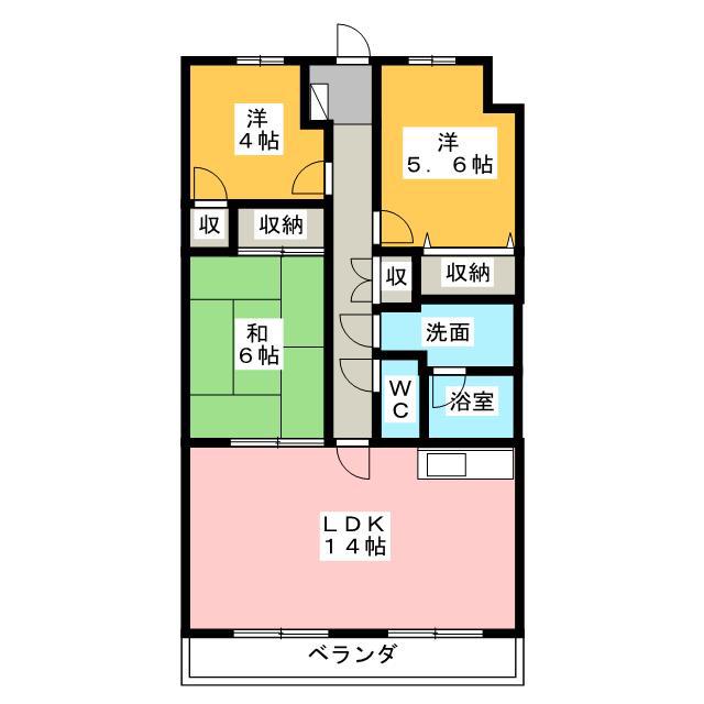 アヴニール愛野(3LDK/3階)の間取り写真