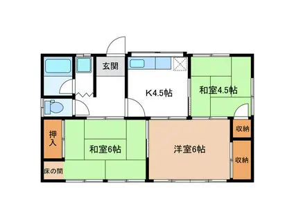 三ツ石アパート B(3K/1階)の間取り写真