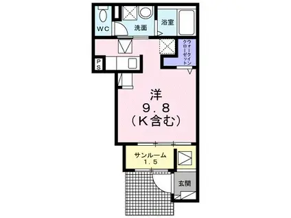 ラテ ルーナ(ワンルーム/1階)の間取り写真