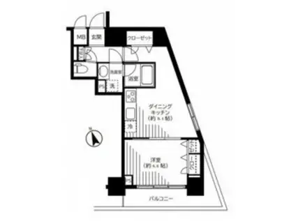 銀座レジデンス伍番館(1LDK/13階)の間取り写真