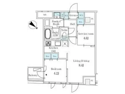 アイビーコート日本橋人形町(1SLDK/7階)の間取り写真