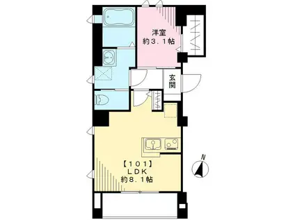 ヴェルデブレッツア等々力(1LDK/1階)の間取り写真