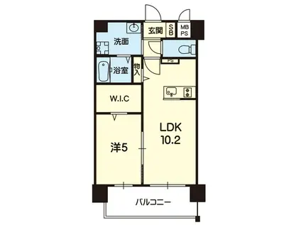 パルテール隈府(1LDK/5階)の間取り写真