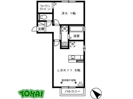 スパークルライフ(1LDK/2階)の間取り写真